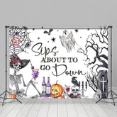 Lofaris Sips About To Go Down White Happy Halloween Backdrop